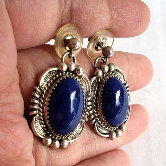 Sterling Silver Lapis Lazuli Earrings - Picture 3 of 6